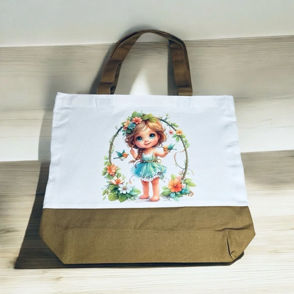 Hand pressed canvas tote
